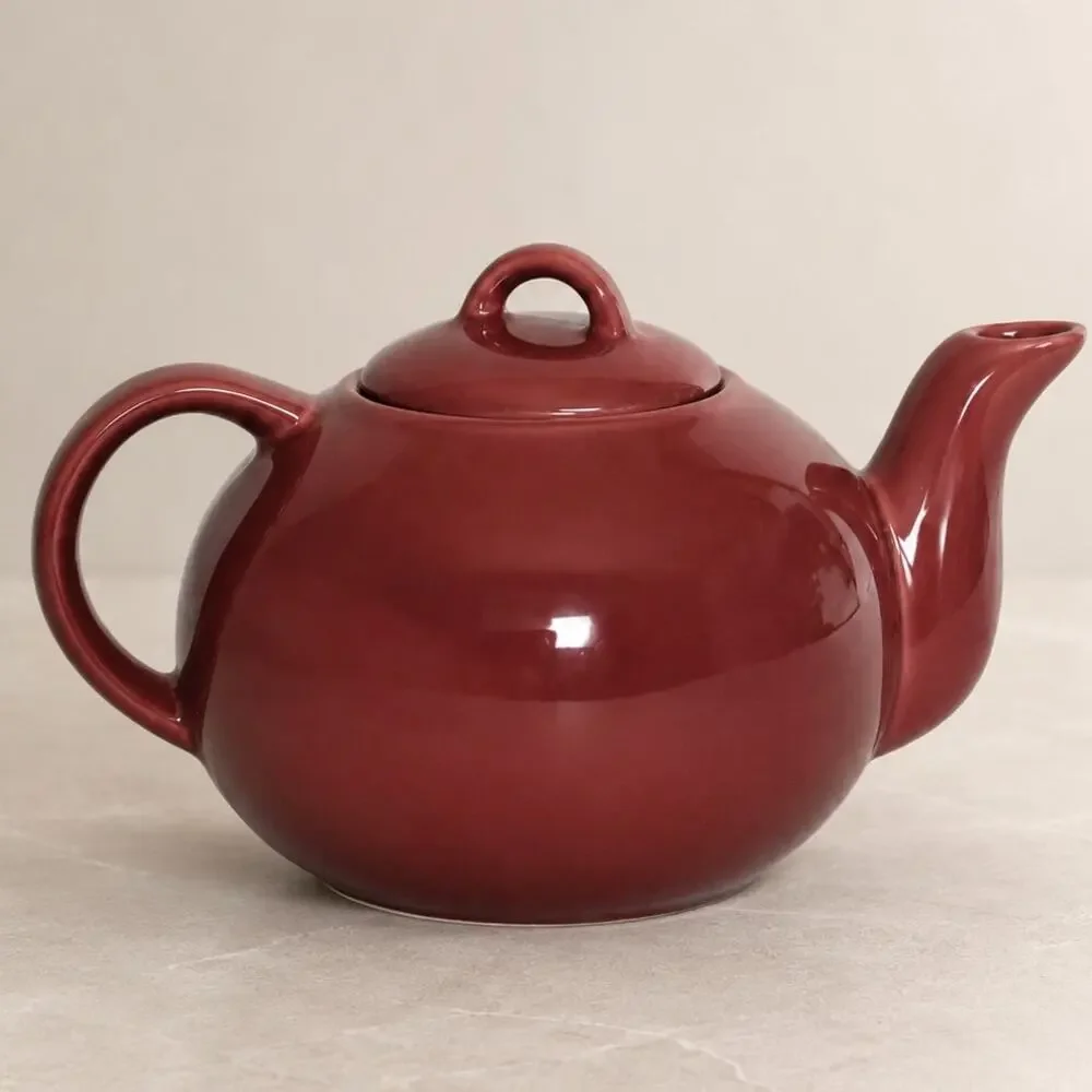Vintage 1980s HiMARK Dark Mauve Rose Ceramic Teapot Taiwan With Lid